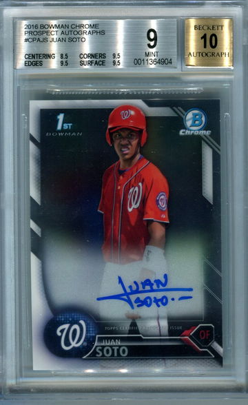 Juan Soto bowman chrome BGS 9 auto 10