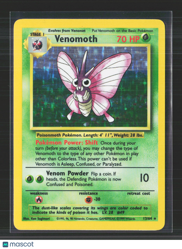 1999 Jungle Venomoth Holo Rare #13/64