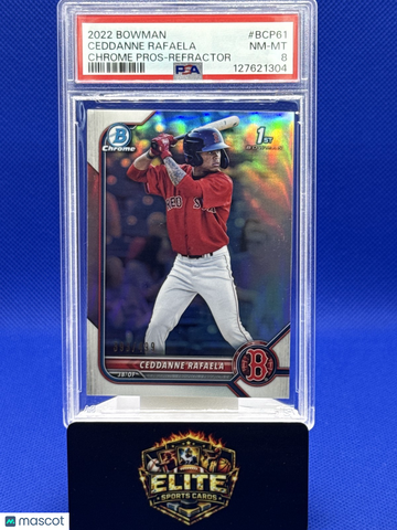 2022 Bowman Ceddanne Rafaela #BCP-61 Chrome Prospects Refractors SN PSA 8