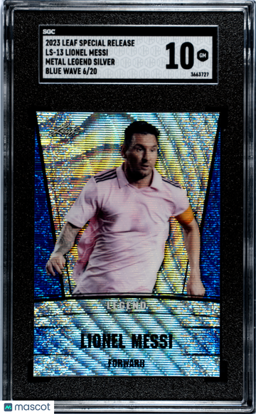 2023 Leaf Special Release Lionel Messi #LS-13 Metal Legend Silver Blue Wave /20 SGC 10