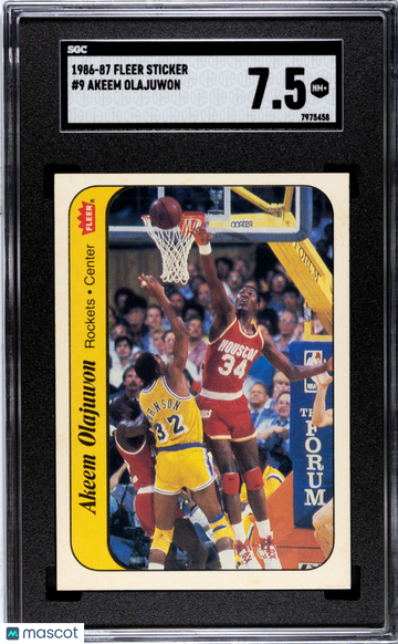 1986 Fleer Sticker Akeem Olajuwon #9 SGC 7.5