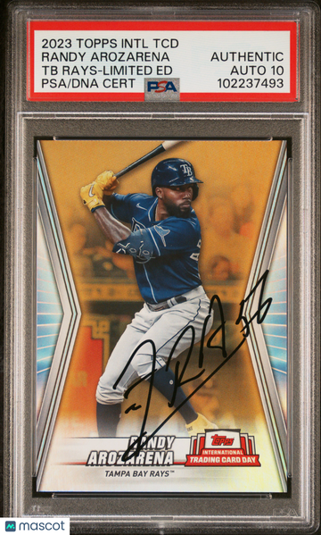 2023 Topps International Trading Card Day Tampa Bay Rays Randy Arozarena TB Limited Ed PSA A Auto 10