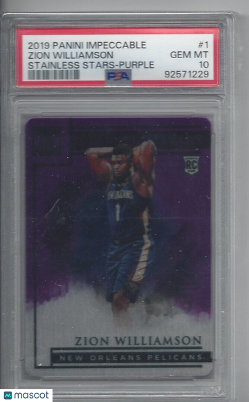2019 Panini Impeccable Stainless Stars Zion Williamson #1 Purple PSA 10