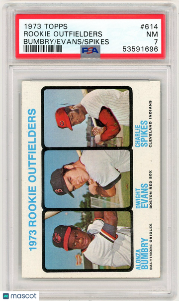 1973 Topps Rookie Outfielders #614 Bumbry Evans Spikes PSA 7