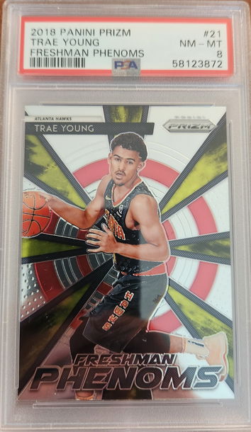 2018 Trae Young 2018 Panini Prizm Freshman Phenoms #21 Rookie PSA 8