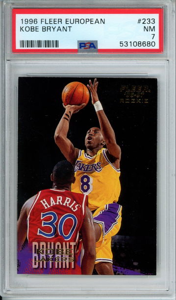 KOBE BRYANT 1996 Fleer European #233 ROOKIE Card PSA 7 NM Near Mint LA Lakers