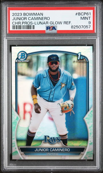 2023 Bowman Chrome Prospect Lunar Glow Refractor Junior Caminero #BCP61 PSA 9