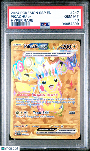 2024 Pokemon SSP EN-Surging Sparks Pikachu EX Hyper Rare PSA 10 #247