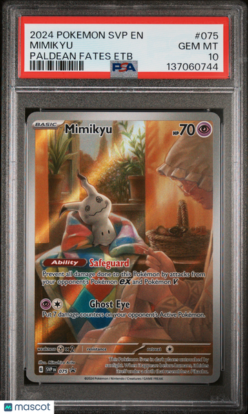 2024 Pokemon SVP EN-SV Black Star Promo Mimikyu Paldean Fates Etb PSA 10 #075