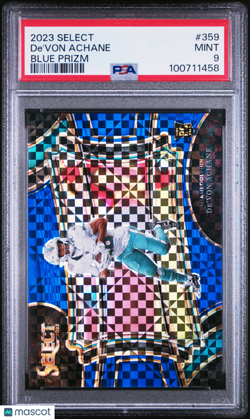 2023 Panini Select De'von Achane #359 Blue Prizm PSA 9