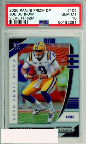 2020 PANINI PRIZM DRAFT PICKS JOE BURROW #105 SILVER PRIZM ROOKIE PSA 10 GEM MT