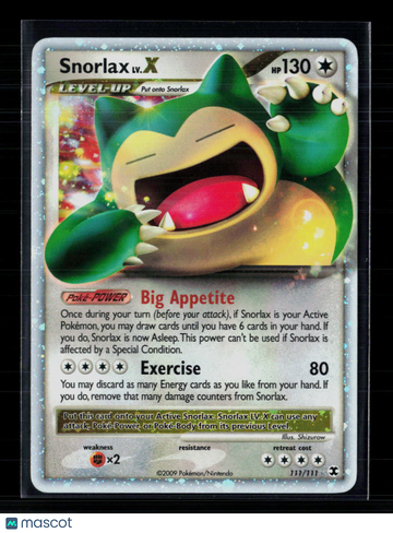 2009 Platinum – Rising Rivals Snorlax LV.X Holo #111/111