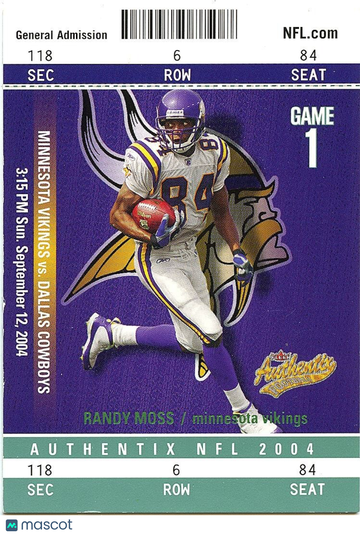 Randy Moss 2004 Fleer Authentix Green Minnesota Vikings