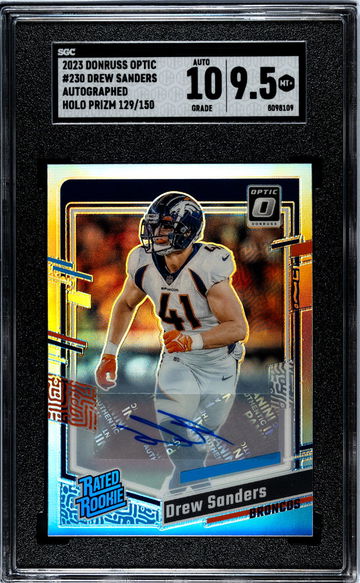 2023 Panini Donruss Optic Holo Drew Sanders #230 RC Auto /150 SGC 9.5 Auto 10