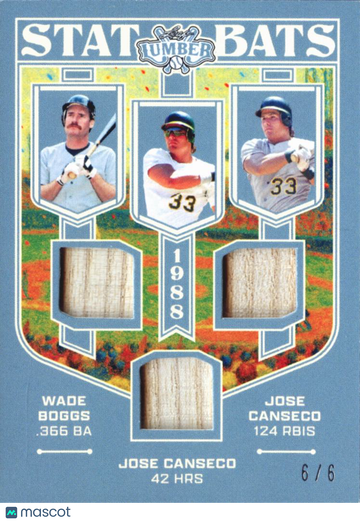 Jose Canseco Wade Boggs 2025 Leaf Lumber Stat Bats Game-used bats /6 Oakland Athletics Boston Red Sox