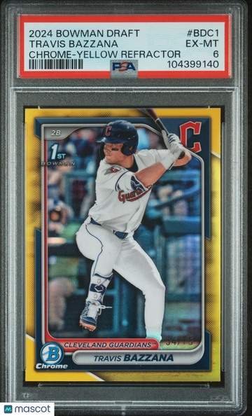 2024 Bowman Draft Travis Bazzana #BDC1 Chrome Yellow Refractor /75 PSA 6