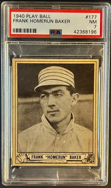 1940 Play Ball Athletics HOF Frank "Home Run" Baker #177 - Nice Card - PSA 7 NM