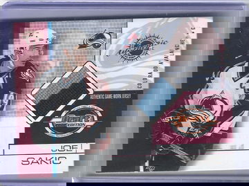 JOE SAKIC 2002  PACIFIC TITANIUM 2 COLOR GAME WORN PATCH -AVALANCHE!