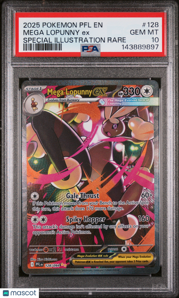2025 Pokemon PFL EN-Phantasmal Flames Mega Lopunny EX Special Illustration Rare PSA 10 #128