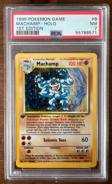 1999 Pokémon Base Set 1st Edition Machamp PSA 7