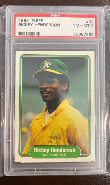 1982 Fleer Rickey Henderson PSA 8