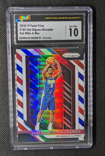 2018-19 Prizm Shai Gilgeous-Alexander Red White Blue Rookie Gem Mint 10