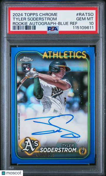 2024 Topps Chrome Rookie Autographs Tyler Soderstrom #RATSO Blue Ref /150 PSA 10