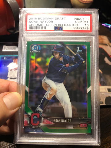 2016 Bo Noah Naylor 1st Bowman Chrome Green refractor /99 Rookie PSA 10