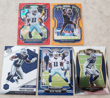 Micah Parsons Trevon Diggs RC LOT 2021 Prizm Red Ice & 2020 Prizm Orange Disco 