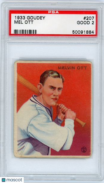 1933 Goudey Mel Ott #207 PSA 2