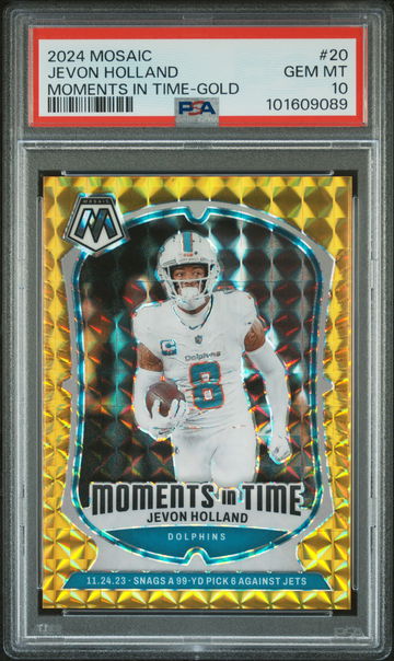 2024 Panini Mosaic Moments in Time Gold Jevon Holland #20 Prizm /10 PSA 10