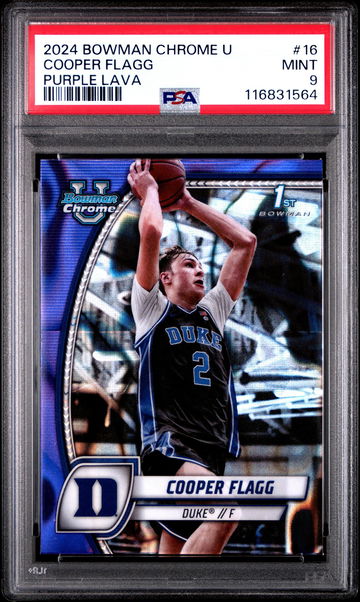 2024 Bowman University Chrome Purple Lava Cooper Flagg #16 PSA 9