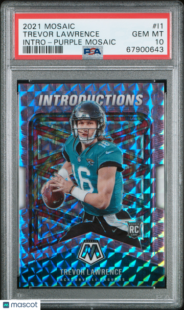 2021 Panini Mosaic Introductions Trevor Lawrence #I1 Purple Rookie PSA 10