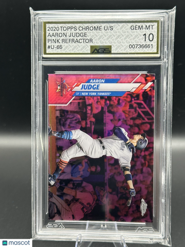 2020 Topps Chrome Update Aaron Judge #U-65 Pink Refractor AGS 10