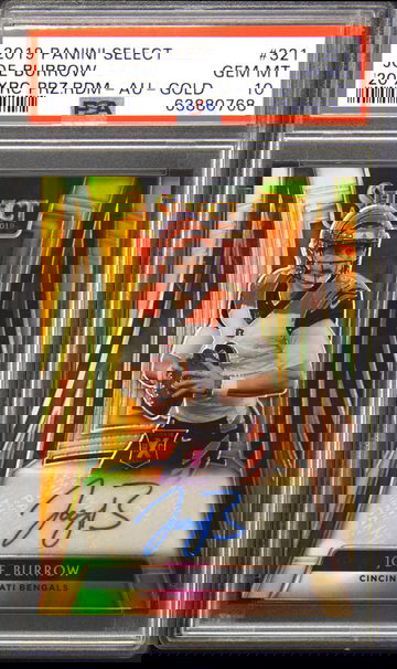 Panini #321 Joe Burrow Gold Autograph Auto 10/10 PSA 10 Gem Mint