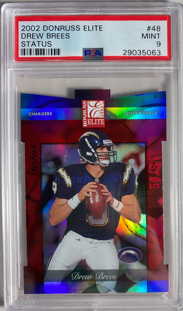 DREW BREES SATUS /91 DIE CUT PSA 9 2nd Year 2002 ELITE #48 NO SAINTS ~POP 3~