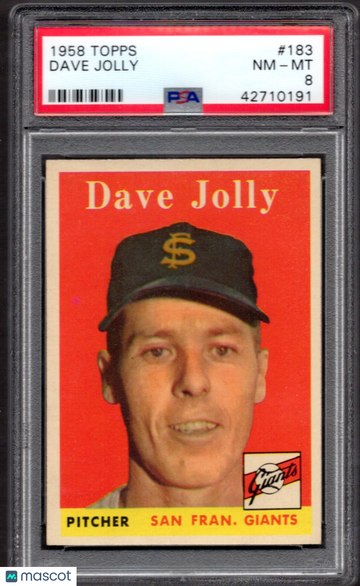 1958 Topps Dave Jolly #183 PSA 8