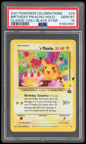2021 Pokemon Celebrations Black Star Promo Classic Collection Birthday Pikachu Holo PSA 10