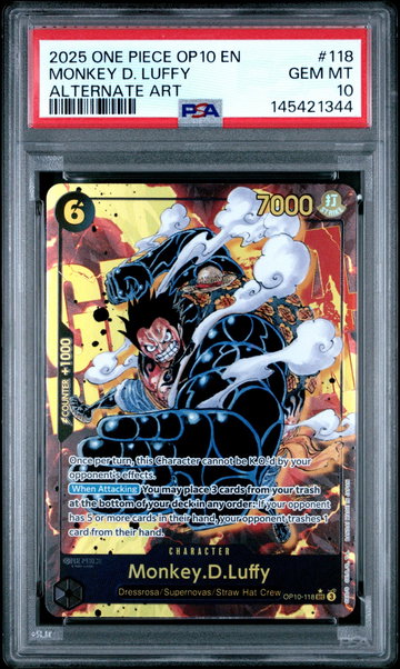 2025 One Piece Royal Blood Alternate Art Monkey D. Luffy #OP10118 PSA 10