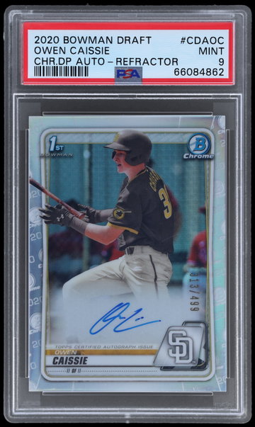 2020 Bowman Draft Owen Caissie Chrome Draft Picks Autograph Refractor PSA 9