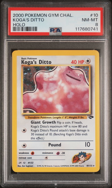 2000 Pokemon Gym Challenge Holo Koga's Ditto #10 PSA 8