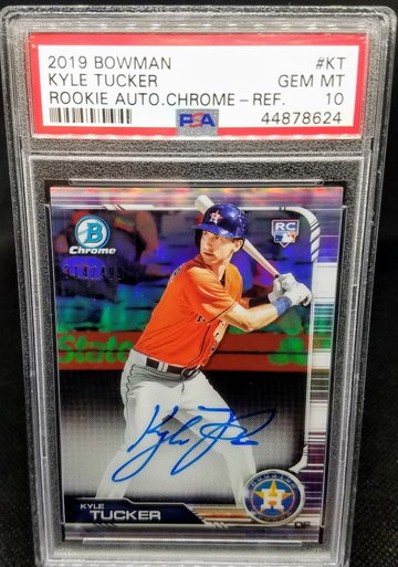 Kyle Tucker 2019 Bowman Chrome Rookie RC Refractor Auto Autograph 314/499 PSA Gem Mint 10