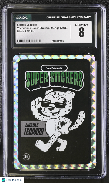 2025 Veefriends Super Stickers: Manga Likable Leopard Black & White CGC 8