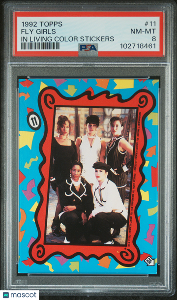 1992 Topps In Living Color Stickers Fly Girls Jennifer Lopez Rookie #11 PSA 8