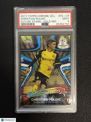 2017 Topps Chrome UEFA Champions League Future Stars Christian Pulisic #FS-CP Gold Refractor PSA 9