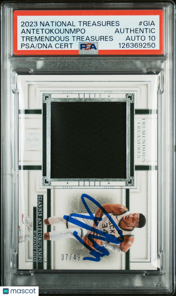 2023 Panini National Treasures Tremendous Treasures Giannis Antetokounmpo #GIA /49 PSA A Auto 10
