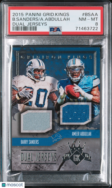 2015 Panini Gridiron Kings Dual Jerseys A. Abdullah B. Sanders #BSAA PSA 8