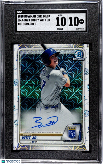 2020 Bowman Chrome Bobby Witt Jr. #BMA-BWJ Autograph Rookie SGC 10 Auto 10