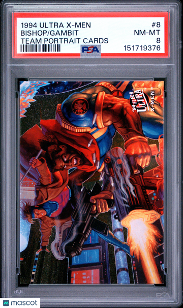 1994 Ultra X-Men Team Portrait Cards Gambit Bishop #8 PSA 8