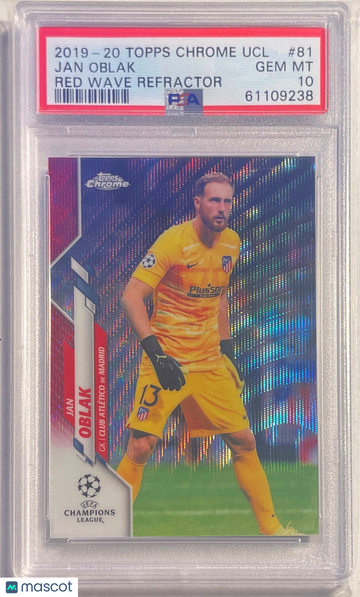2019 Topps Chrome UEFA Champions League Jan Oblak #81 Red Wave Refractor PSA 10